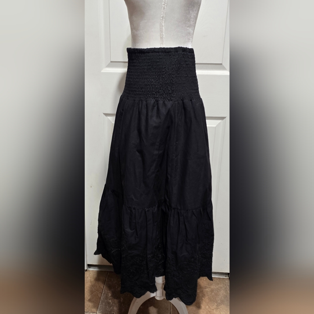 Jason Wu Black Eyelet Scalloped Hem Skirt